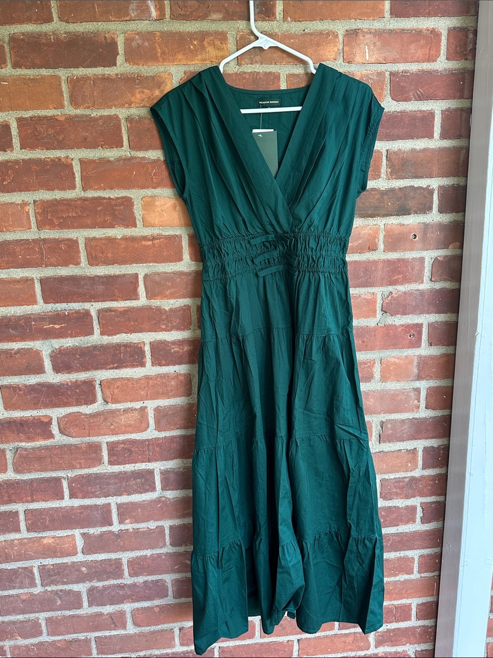 NWT Meadow Rhodes Green Teal Tiered Dress Size Small S Anthropologie